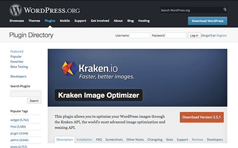Screencast for Kraken.io WordPress plugin